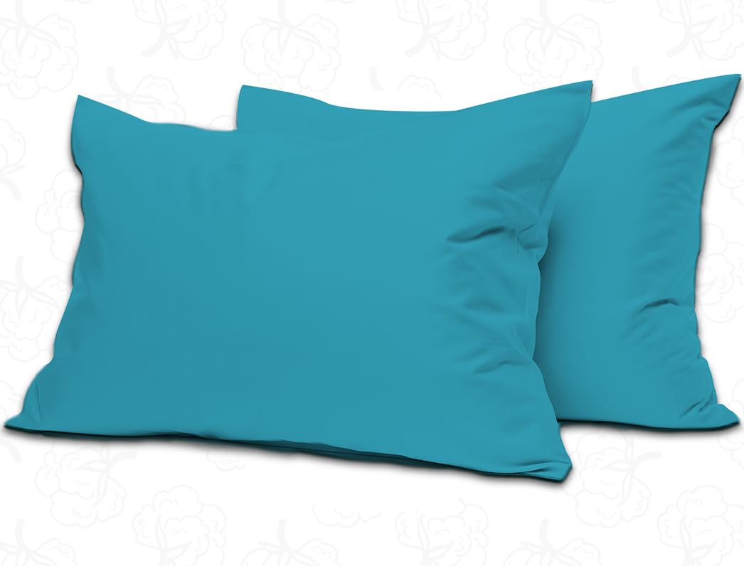 MistyMorning Pillow Cases 2 Pack Soft & Premium Quality Bedding & Linen, Egyptian Cotton 200 Thread Count, Breathable & Envelope Closure in Standard Size (50x75+15 cm) (Teal, Pack of 2) — image 1