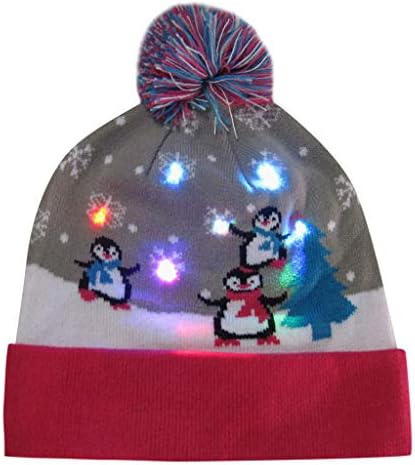 Succper Christmas hat LED Light Up Hat Beanie Knit Cap, Colorful Lights Xmas Beanie Unisex Winter Snow Sweater Ugly Holiday Party Cap