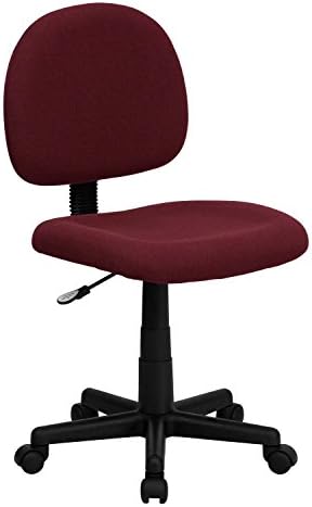 A Line Furniture Borun Burgundy Fabric Armless Swivel Adjustable Ergonomic Office Chair