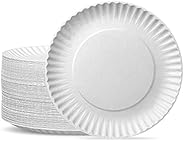 [300 Pack] Bulk Disposable White Uncoated Paper Plates, 9 Inch Large
