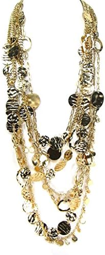 Madison Kate Fashion Layering Layered Gold Tone Thin Hammered Coin Shape Statement Necklace