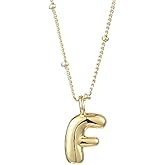 Echoed Elegance Bubble Letter Initial Necklace – 18K Real Gold Plated Personalized Pendant Necklace for Women, Trendy Birthday Gift, 1PC Elegant Jewelry Gift for Her