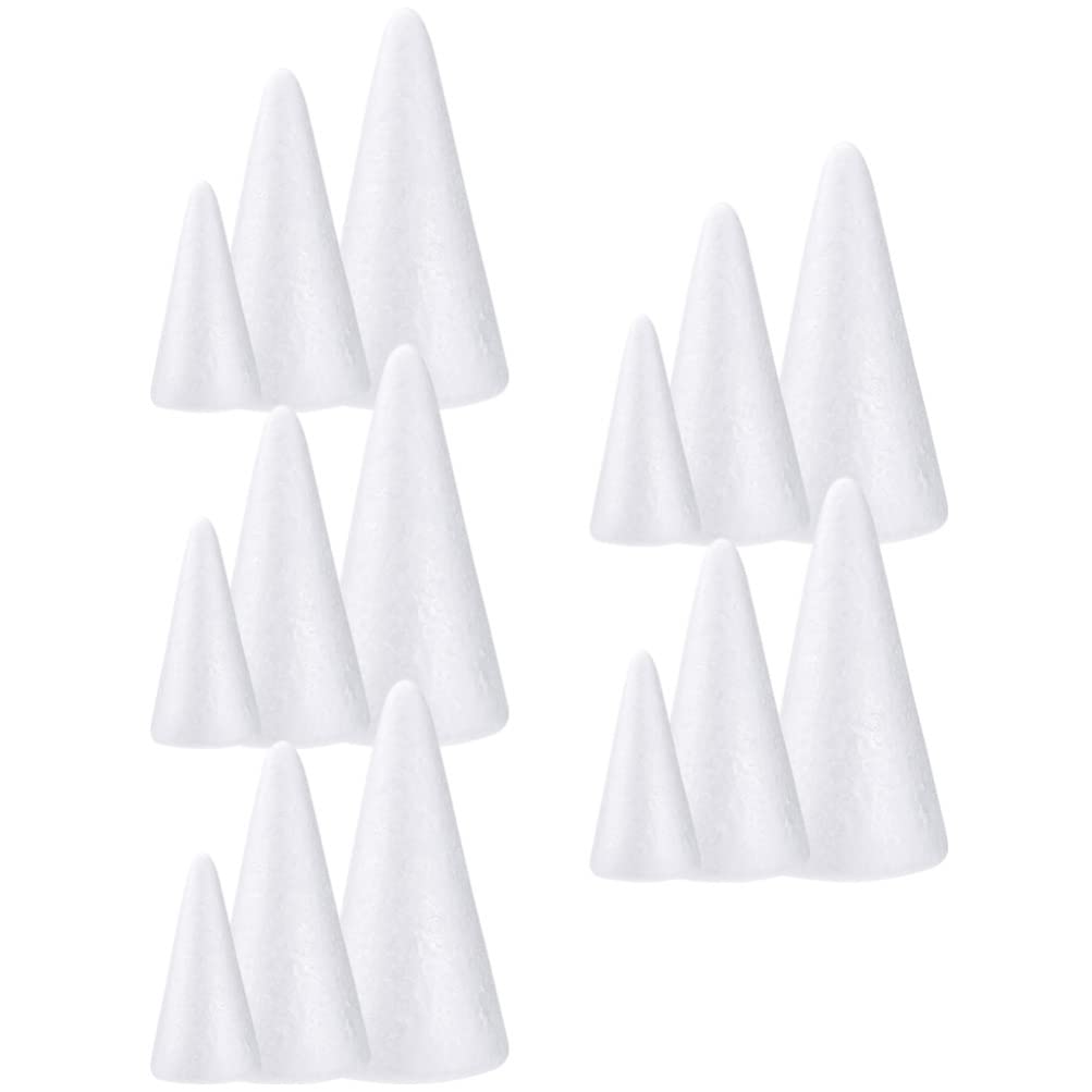 EXCEART Foam Cone 30Pcs Small White Polystyrene Cones for Crafts Diy Decorations Easy to Handle Safe Material Compact Size for Creative Projects