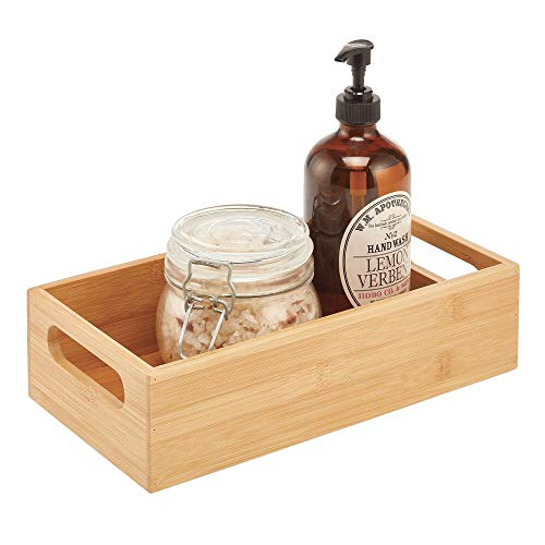 mDesign Bamboo Bathroom Storage Container Bin Drawer Organizer Crate