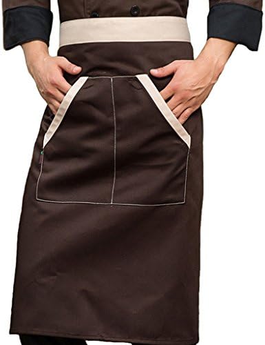 Ourlove Fashion Short Waist Kitchen Bib Aprons Man Restaurant Waiter Waitress Server Barista Waist Half Men Apron (Coffee (Pockets))