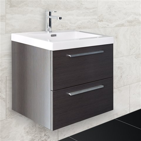 Jordana Textured Grey Wall Hung Blum Drawer Vanity Unit With Basin