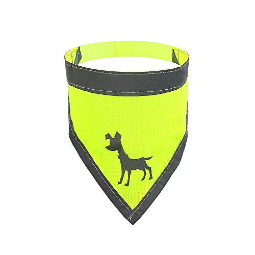 alcott Visibility Dog Bandana with Reflective Trim, Small, Neon Yellow