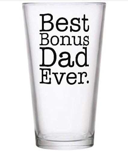 Father's Day Gift - Stepdad Glass - Best Bonus Dad Ever - Present for Step Dad Stepdad Gift - 16oz Pint Tumbler Drinking Cup