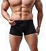 FEESHOW Men's Silky Boxer Briefs Shorts Long Sheath Sleeve Underwear Lingerie Black Medium(Waistline 26.0-39.0
