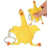 Acekid Stress Relief Vent Tricky Toys Squeeze Chicken Laying Egg Key chain, Pack of 3