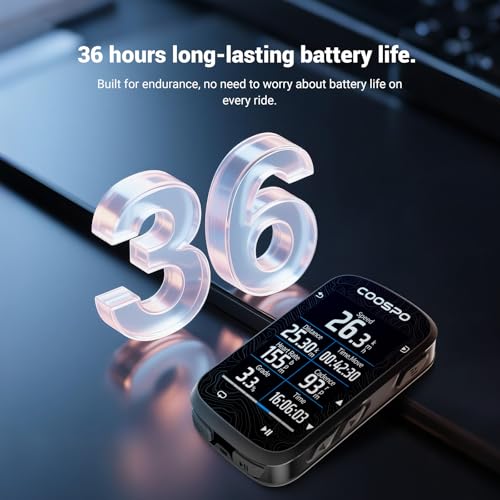 COOSPO CS600 Color Touchscreen GPS Bike Computer, Wireless IPX7 Waterproof Cycling GPS Speedometer with Bluetooth/ANT+,AUTO-Backlight & Route Navigation, Support Bike Radar & 36H Battery Life