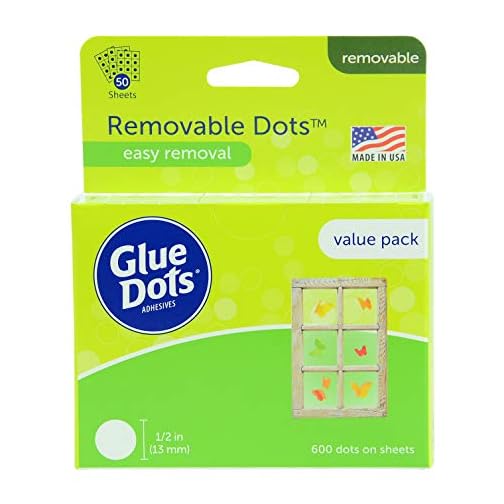 Glue Dots, Removable Dots Value Pack, Double-Sided, 1/2", .5 Inch, 600 Dots, DIY Craft Glue Tape, Sticky Adhesive Glue Points, Liquid Hot Glue Alternative, Clear