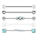 Incaton 14g Industrial Barbell Stone Industrial Piercing Surgical Steel Cartilage Earrings 1 1/2