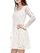 Allegra K Women's Scoop Neck Sheer Long Sleeves Floral Lace Mini Skater Dress - Small - White
