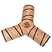 Prosper Pet Cat Tunnel - Collapsible 3 Way Play Toy - Tube Fun for Rabbits, Kittens, and Dogs - Brown