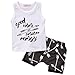 Albee Yang Baby Boy Short Sleeve Arrow Tops Pants Outfit Suit Set (6-12 Month, White)