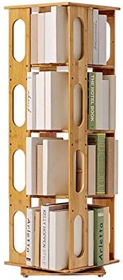 Haiyu 回転式本棚 訳あり商品 自立型竹製子供用本棚 リビングルームコーナー収納棚 360度回転ディスプレイオーガナイザーラック Size 4 5層 Tier