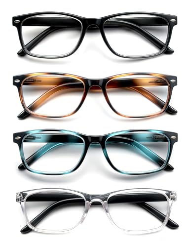 HEEYYOK Reading Glasses Men Women 4-Pack,Readers Glasses Comfortable Spring Hinges Flexible,Lgithweight Eyeglasses for Reading,Including 4 Pouch — image 1