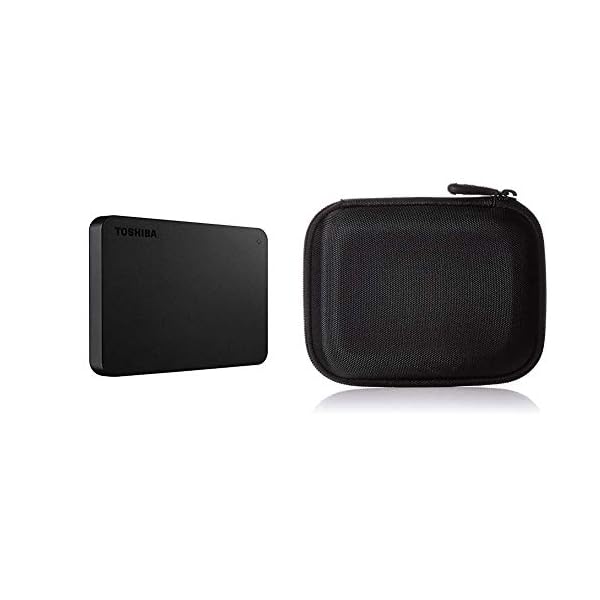 Toshiba HDTB420EK3AA Canvio Basics Tragbare Externe Festplatte USB 3.0, 2TB schwarz & Amazon Basics Festplattentasche…