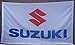 GUO Suzuki Flag White Suzuki car Flag Suzuki Motorcycle Flags Suzuki Motor Banner Suzuki Banner-Polyster Flags,Brass Grommets,Anti-UV,Digital Printing-car Flags 3X5 ft