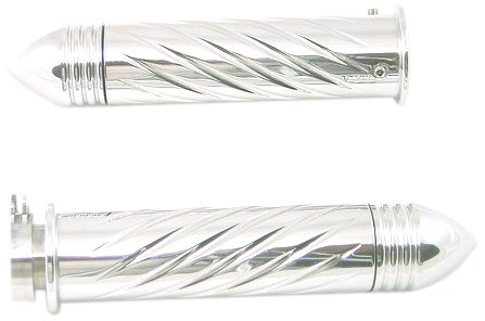 Yana Shiki A3252PR Polished Swirl Style Straight Design Grip with Pointed Ribbed End Caps