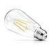 Ascher E26 LED Light Bulbs, Dimmable, 6W, Equivalent 60W, 800lm, Warm White 2700K, ST58 Edison Bulb, Vintage Filament Clear Glass, Pack of 4