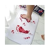 Blood Bath Mat, Samyoung Home Decor Bloody Footprints Rugs For Bathroom, Water Absorption Non-slip Rug, Brand Soft Fluffy Comfy Carpets Halloween Decoration Gift Creative Horror Shower Floor Mats