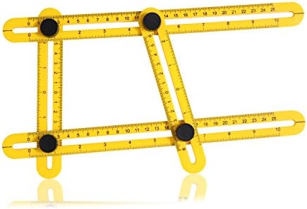 Angle Ruler Angle Measuring Tool Premium ABS Plastic Angle-izer Template Tool with Metal Screws for Craftsmen Handymen Builders Carpenters Engineers and DIY-ers, Yellow