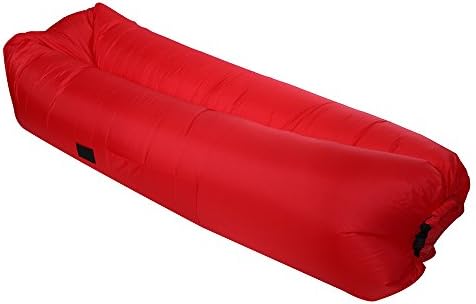 Inflatable Air Lounger Portable Self Inflating Sofa Chair, Waterproof Ripstop Lounge for Chillout Camping and Hiking, Beach Pools Travel, Outdoor Indoor Lazy Bag , Inflate Anywhere (red)