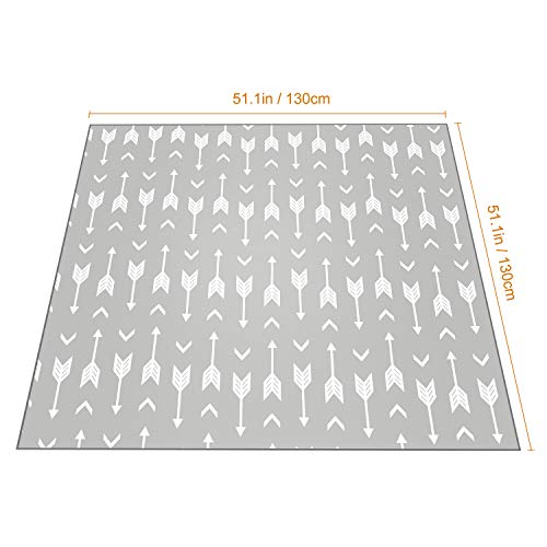 51"Splat Mat for Under High Chair, Waterproof Anti-Slip Floor Mat Washable Baby Food Splash Spill Mess Feeding Mat, Portable Picnic Play Mat and Leak Proof Table Cloth - Thumbnail 2