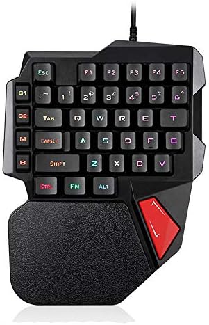 Felicon片手ゲームキーボードk108有線ゲームキーパッド38キー3色ledバックライト付きusbマルチメディア人間工学に基づいたアンチゴースト ゲームボード片手でリストレストを持つpcラップトップコンピュータ