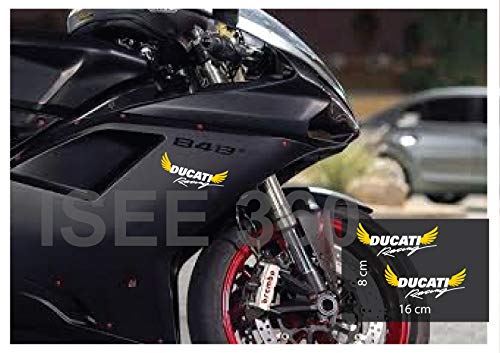ISEE 360® Ducati Racing Limited Edition Ducati Monster 821 Sides Sports Line Check Vinyl Decal Bike Stickers Exterior Accessories For Honda Motorcycles Petrol Tank Sides Stem Tank Rear (White, Yellow)