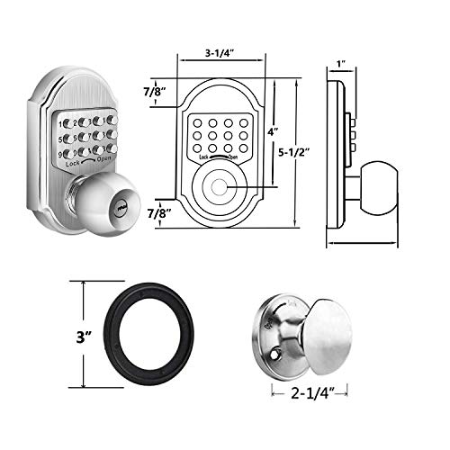 Elemake Stainless Steel 304 keyless Entry Door Lock deadbolt Keypad Mechanical Digital Combination Double Security (Pass Code Or Keys) - Thumbnail 3