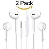 Gaea Earphones with Microphone [2 Pack] Premium Earbuds Stereo Headphones and Noise Isolating headset Made for Apple iPhone iPod iPad - White