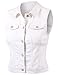 BEKDO Womens Basic Solid Denim Vest-L-WHITE