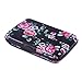 HDE Aluminum RFID Blocking Wallet Identity Protection Travel Credit Card Case (Black with Pink Flowers)