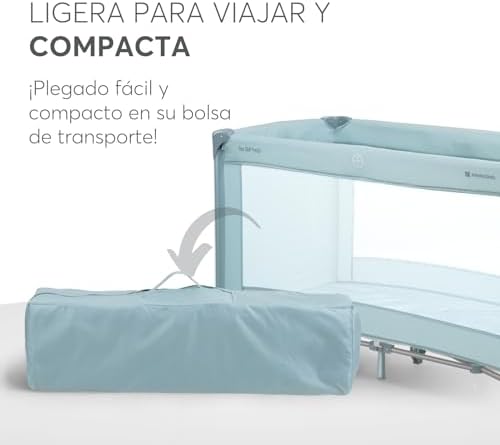 KikkaBoo Cuna de Viaje SO Gifted, Cuna Bebe 120x60 cm hasta 15 kg, Parque Plegable con Bolsa de Transporte, Ligera y Compacta, Menta