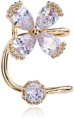 OUDUO Women's Zircon Bow Ear Cuff No Piercing Ear Clip Earrings Gold