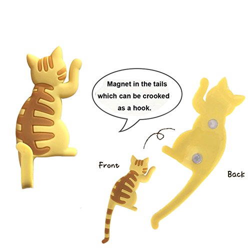 Animal Magnets Hook, Set of 7 Strong Cat Tail Key Holders for Kitchen Office Home Decor and Storage
