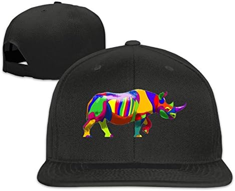 Jusxout Multicolor Rhino Washed Unisex Adjustable Flat Bill Visor Hip-Hop Hat