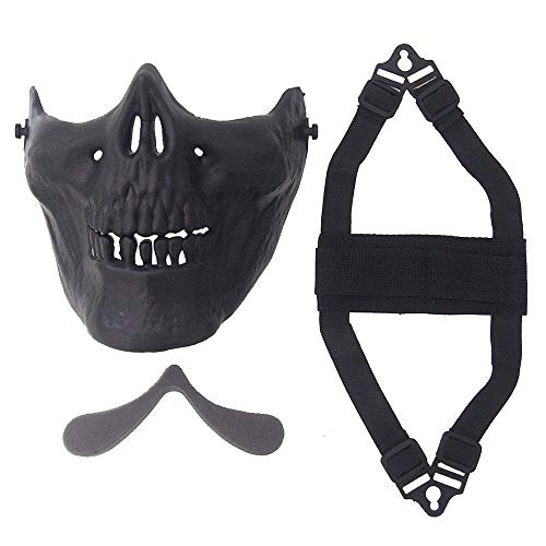 Xeminor Skull Mask Half Face Mask Airsoft Gear Mask Outdoor Protective Mask Halloween Cosplay Accessories Black