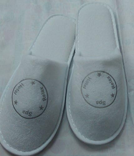 HOTEL SLIPPERS TERRY CLOSED TOE STYLE WHITE WITH SPECIAL LOGO HOTEL*SPA*RELAX, 1 SIZE 28CM UK SIZE 8