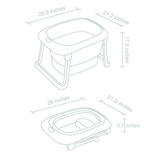 3-in-1 Baby Bath Tub Portable Toddler Collapsible Bathtub Infant Shower Basin Anti Slip Skid Proof for 0-10 Years (Green, tub)