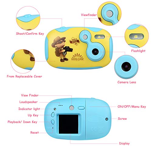 AGM Kids Camera, 1.4" Mini Children Video Camera Recorder 8GB Memory Card Toddler Digital Camera, DIY Creative Birthday Gifts for Kids (Blue) - Thumbnail 6