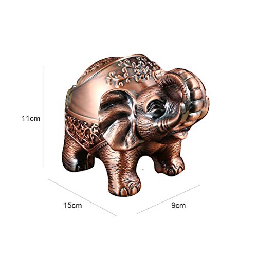 fansheng Metalen Olifant Asbak Winddicht met Cover, Creatieve Woonkamer Ruimte Draagbare Asbak Rood Koper Staand Olifant - Afbeelding 6
