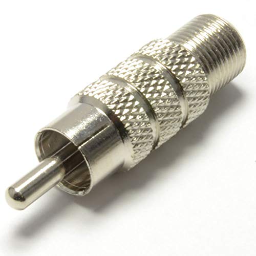 F Type Female Socket F-Type to RCA Phono Male RF Adapter Connector Convertor Coax Coaxial Cable Splitter Coupler Adaptor for Audio, Video Compatible with Subwoofer, Receiver, Game Console, TV, Monitor