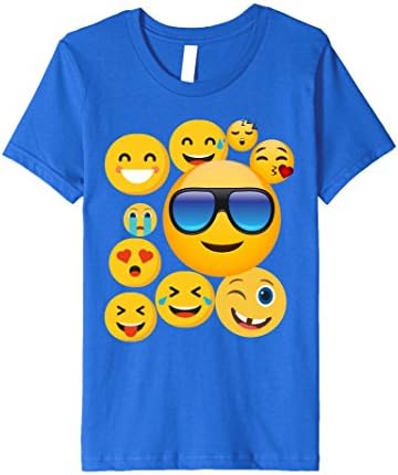 Kids Emoji Pack Combo Emoticon Smily Face Emoji T-Shirt 8 Royal Blue