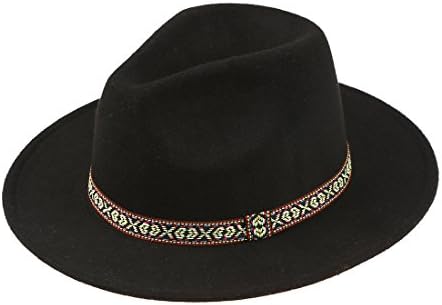 Ulgen Vintage Hard Felt Wool Fedora Hat Rocker Fedora Cap (blakc)