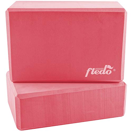 Fledo Yoga Blocks (Set of 2) 9″x6″x4″ – EVA Foam Brick, Featherweight and Comfy – Provides Stability and Balance – Ideal for Exercise, Pilates, Workout, Fitness & Gym (Rose Red)