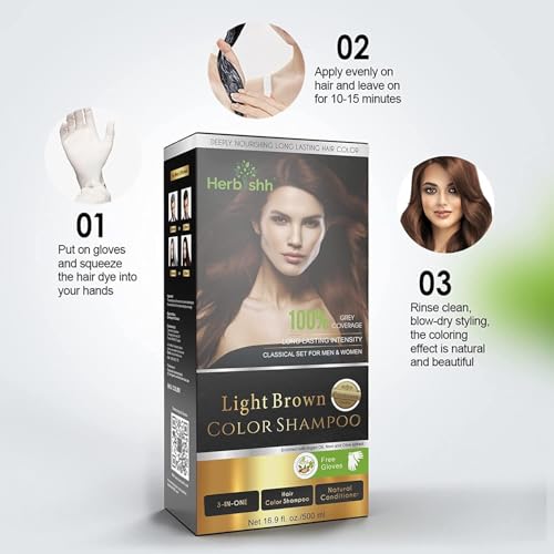 Herbishh Combo Pack-2Pcs Hair Color Shampoo + 1Pc Argan Intense Hair Mask- Dye Shampoo – Colors In Minutes – Long-Lasting Color– 500 Ml (Light Brown)